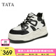 他她（TATA）粉色厚底板鞋女鞋休閑加絨高幫鞋松糕鞋春季新款GJZ01DM4 白/黑（絨里） 36