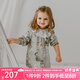 OAK FAMILY女童長袖寶寶連衣裙嬰兒春季碎花小童女孩公主裙子 絨球兔 110 cm