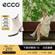 愛步（ECCO）靴子女 百搭圓頭高跟切爾西女靴牛皮靴 雕塑222683 石灰色22268301378 37