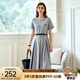 Olrain歐芮兒針織連衣裙女夏季2025新款通勤學(xué)院風(fēng)休閑收腰長(zhǎng)裙 花灰色 L