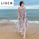 LISCN藍(lán)色沙灘度假連衣裙三亞泰國海邊雪紡吊帶裙寬松2025夏季海島裙子 圖片色 均碼