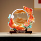 創(chuàng)意玄關(guān)年年有余辦公室錦鯉魚招財(cái)擺件酒柜電視柜酒柜喜慶裝飾品 年年有余流沙擺件-橙色