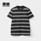 HLA海瀾之家旗下黑鯨黑白條紋短袖T恤男25年夏季時(shí)尚圓領(lǐng)短t男