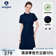 Navigare意大利小帆船短袖連衣裙女士夏季棉質(zhì)斜領(lǐng)裙子時(shí)尚顯瘦半袖a字裙 海軍藍(lán) M 碼