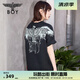 BOY LONDON【白羽入夜】春夏情侶款潮牌朋克時(shí)尚紫外線光變短袖T恤N01914 黑印藍(lán) （天空藍(lán)色光變印花） L