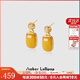 Amber Lollipop蜜蠟耳環(huán)女士黃琥珀耳墜耳飾銀耳釘生日七夕情人節(jié)禮物送女友老婆 金色