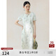 自巧小個(gè)子?xùn)|方簡(jiǎn)奢風(fēng)新中式雨竹印花連衣裙女2024夏新款顯瘦中長裙子 雨竹印花 S (3碼)