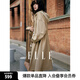 ELLE法式高級感拼接撞色連帽風(fēng)衣外套女2025春季新款中長款上衣 卡其 M