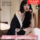SXMM國際一線(xiàn)品牌真絲睡裙女100%桑蠶絲睡衣睡袍性感純欲風(fēng)家居服 YK字母袍#性感黑（高檔禮盒） M