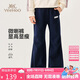 英氏（YEEHOO）女童喇叭褲兒童褲子中大童裝長褲運(yùn)動(dòng)衛(wèi)褲休閑秋裝 深藍(lán)色 140