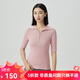 哥弟真的好（GIRDEAR）女裝拉鏈翻領(lǐng)短袖豎坑條針織衫女A301239 紫粉 M (3碼)