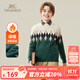 英氏（YEEHOO）男童毛衣兒童針織衫秋冬季學(xué)院風(fēng)百搭上衣中大童裝洋氣冬裝新款 織標菱形格-綠色 160