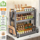 帥仕（shuaishi）廚房調(diào)料置物架臺面調(diào)味品佐料瓶收納盒用具大全刀架筷子筒砧板架 槍灰全配-3層54cm【升級加粗】