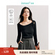 茵曼（INMAN）法式扭結(jié)褶羊毛針織衫2025春秋季女裝新款修身內(nèi)搭長(zhǎng)袖小眾打底 午夜黑 L