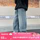 寶貝亨亨;BABY HH男大童夏季直筒寬松冰絲軟牛仔長(zhǎng)褲2025新款兒童男孩夏天薄款褲子 藍(lán)色 130