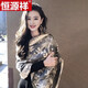 恒源祥羊絨圍巾秋冬季保暖兩用雙面圍脖高級感外搭空調披肩女 植物灰米(羊絨圍巾)