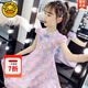 G.DUCKKIDS小黃鴨童裝女童連衣裙夏季兒童裙子公主裙女孩蕾絲旗袍新中式夏裝 粉色 130 建議120-130cm7-8歲