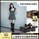 MIO【張婧怡同款】米奧春季超高跟單鞋蝴蝶搭扣淺口瑪麗珍鞋女 黑色 37