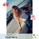 H&M女裝T恤2025年夏季新款甜美蕾絲邊網(wǎng)眼T恤1284156 白色 M 165/96