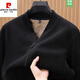 皮爾卡丹（pierre cardin）衛衣男秋冬搖粒絨純色的棒球衫加絨加厚拉鏈小立領(lǐng)衣服外套 黑色 2XL 180