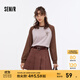 森馬（Semir）長袖T恤女中長款寬松字母圓領(lǐng)衣服秋潮流復(fù)古撞色插肩袖上衣 紅咖色調(diào)00365 L