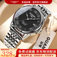 冠琴（GUANQIN）瑞士認證手表男士機械表潮流時(shí)尚男表 全自動(dòng)防水復古商務(wù)名表 銀殼黑面-機械機芯-禮盒包裝