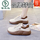 啄木鳥(niǎo)品牌真皮休閑鞋女2026秋季新款百搭女鞋軟底防滑厚底女士運動(dòng)板鞋 卡其色 37