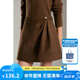 ELLE KIDS童裝 美拉德長(zhǎng)毛呢抽皺短裙女兒童冬季法式簡(jiǎn)約A字半身裙 棕色 160 (S)