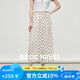 百家好（Basic House）Basic House/百家好萊賽爾波點闊腿褲女夏季寬松松緊腰亞麻直筒褲 米色 S