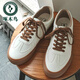 啄木鳥(niǎo)男士德訓鞋夏季新款小眾白色板鞋皮面美式休閑百搭復古小白鞋 白色 碼數偏小 41