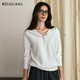 Olrain歐芮兒法式鏤空簡(jiǎn)約上衣女裝秋季2025新款連帽織花毛針織衫 米杏色 L