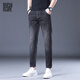 BG GLAMURB輕奢品牌牛仔褲男九分褲高端秋季修身小個(gè)子小腳褲百搭休閑褲長(cháng)褲 黑灰色[九分] 常規 34