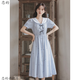 戀的連衣裙夏季2025新款法式長裙學(xué)生少女小個(gè)子高中初中女生夏天裙子 藍(lán)色條紋連衣裙 均碼 (可備注碼數(shù))