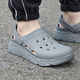 斯凱奇（Skechers）男鞋2025夏季新款沙灘鞋洞洞鞋拖鞋休閑清涼外穿透氣涼鞋男涉水鞋 灰色-GRY/偏大一碼 42 /偏大一碼