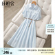 絲柏舍翻領(lǐng)襯衫裙2025夏裝新款女裝短袖簡約寬松款中長連衣裙