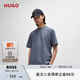 HUGO【100%棉 男女同款】春夏棉質(zhì)針織寬松情侶短袖T恤 462-藍(lán)灰色 M