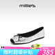 妙麗（Millies）平底單鞋女鞋2025夏季新款船鞋高級(jí)感豆豆鞋瓢鞋防滑一腳蹬孕婦鞋 銀色 37