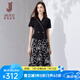 經(jīng)典故事（JANE STORY）法式西裝領(lǐng)碎花連衣裙女2024夏季新款設(shè)計(jì)感拼接時(shí)尚收腰顯瘦長(zhǎng)裙 黑色 2XL