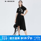 sdeer女裝圓領(lǐng)字母印花收腰短袖連衣裙S21281244 黑色/91 S 160