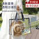 山頭林村大容量游泳包透明可視手提收納袋加厚PVC防水洗漱袋便攜式沙灘包 透明黑邊游泳包