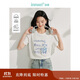 茵曼百搭純棉字母刺繡女裝圓領(lǐng)短袖t恤2025夏季新品襯衣上衣 米白色 M