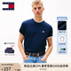 TOMMY JEANS【純色純棉】25新款夏季男裝平紋針織潮流刺繡短袖上衣T恤20322 藏青色C1G XL （推薦：165-180斤）