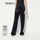 MO&Co.休閑褲2025夏新品二醋酸雙面緞光直筒高腰運(yùn)動(dòng)風(fēng)MBE2PATT08 黑色 S 160