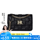 HR赫蓮娜女包包單肩斜挎包頭層牛皮印花時尚通勤菱格鏈條包生日禮物 黑色【經(jīng)典款】