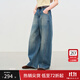 范思藍恩ECHO輕奢系列復古寬松彎刀牛仔褲女秋季2025新款通勤褲子 牛仔藍 XL