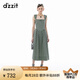 DZZIT地素連衣裙2024秋季新款花布設(shè)計(jì)愛心滿印裙子女 綠色 S