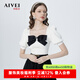AIVEI欣賀艾薇2022春夏新少女感蝴蝶結(jié)方領鏤空針織衫P0160066 白色-預售7天 S -預售7天