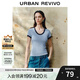 UR2025夏季新款女裝休閑簡(jiǎn)約百搭撞色邊短袖T恤UWB450046 藍(lán)色 M