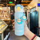 GULOO蛋仔兒童保溫杯學生男孩上學專用雙飲吸管水杯316食品級喝水杯子 藍色【316L抑菌內(nèi)膽】 380ml