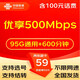 中國聯(lián)通 5G大流量卡不限網(wǎng)速手機(jī)卡WIFI無線上網(wǎng)卡電話卡大王卡手表卡釘釘卡商旅卡 59元包95G通用600分鐘倆副卡+500Mbps